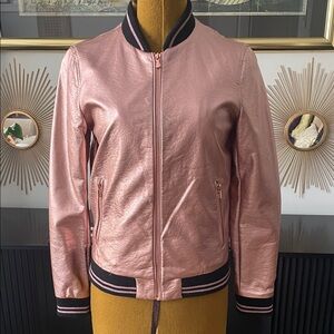 Metallic Rose Gold Bomber Jacket